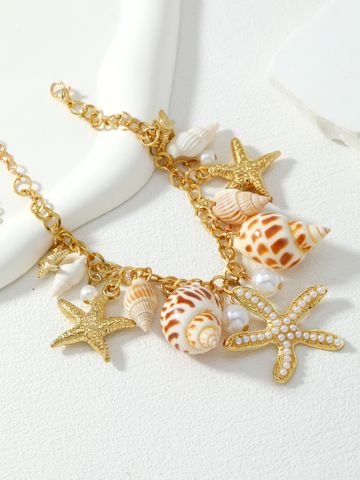Hawaiian Vacation Starfish Conch Alloy Zinc Alloy Plating Inlay Artificial Pearls Shell Women's Bracelets Earrings Necklace