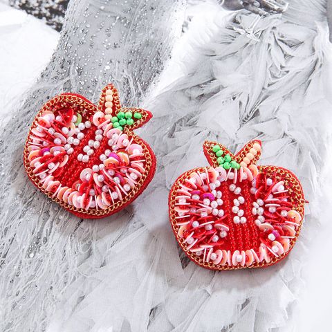 1 Pair Hawaiian Bohemian Heart Shape Beaded Mostacilla Drop Earrings