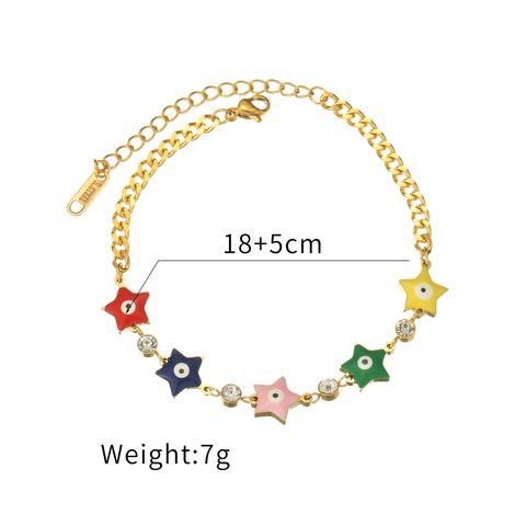 Simple Style Devil's Eye Star Heart Shape 304 Stainless Steel Bracelets In Bulk