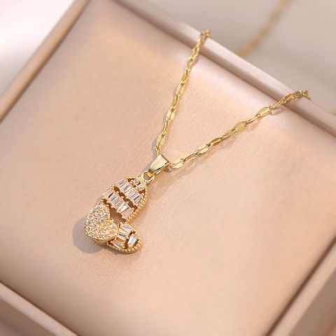 Copper Simple Style Diamond Heart Shape Pendant Necklace