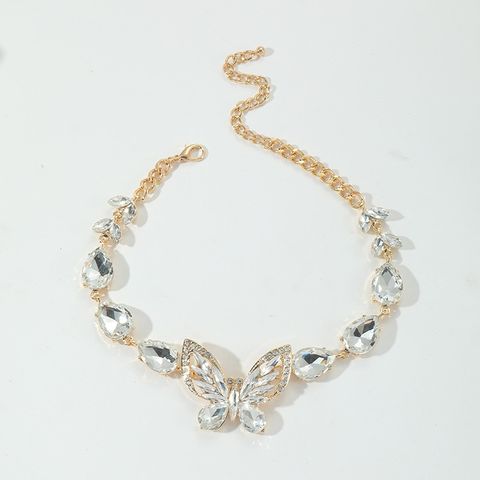Simple Style Butterfly Crystal Zinc Alloy Wholesale Necklace