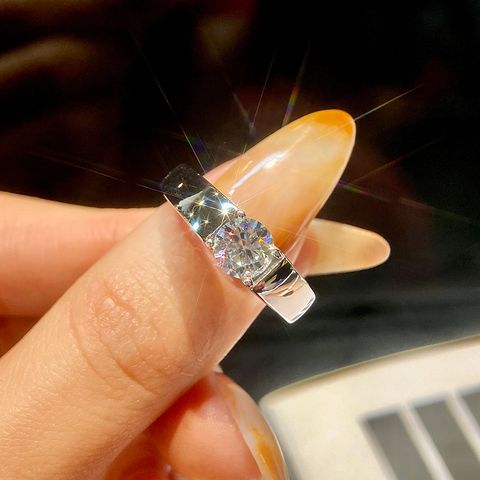 Sterling Silver Silver Plated Business Luxurious GRA Certificate Inlay Solid Color Moissanite Rings