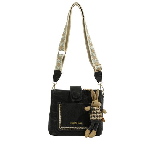 Women's Medium Pu Leather Solid Color Classic Style Streetwear Zipper Crossbody Bag