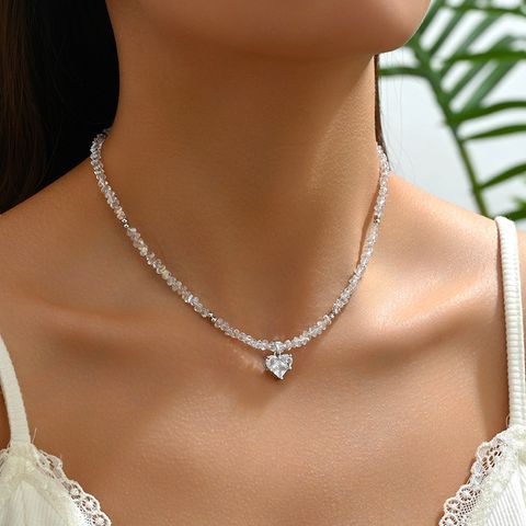 Simple Style Heart Shape Diamond Artificial Crystal Wholesale Necklace