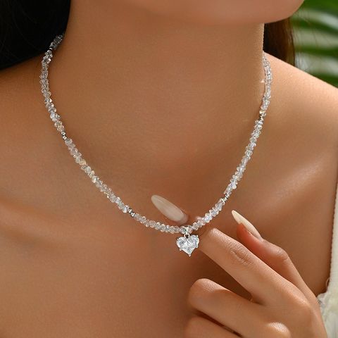 Simple Style Heart Shape Diamond Artificial Crystal Wholesale Necklace