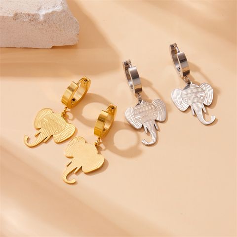 1 Pair Cartoon Style Elephant Plating 304 Stainless Steel 18K Gold Plated Earrings