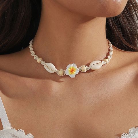 Vacation Flower Shell Soft Clay Wholesale Necklace