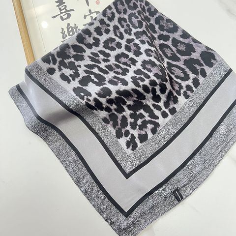 Women's Simple Style Leopard Satin Printing Silk Scarves