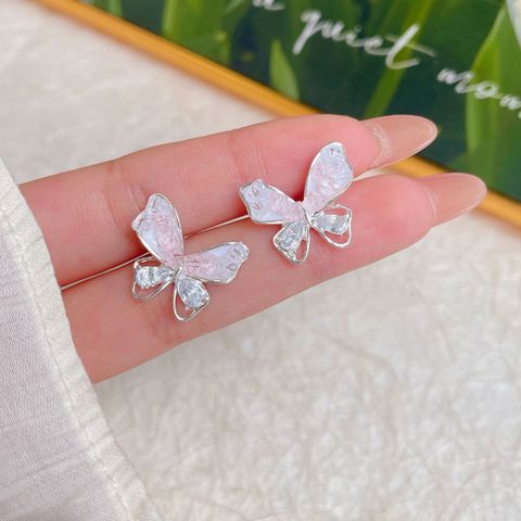1 Pair Sweet Heart Shape Butterfly Zinc Alloy Ear Studs