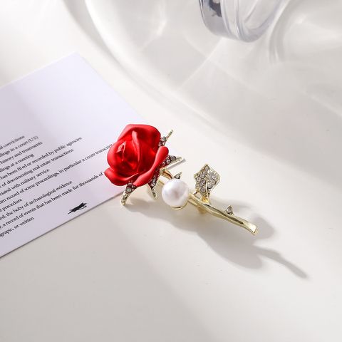 Elegant Simple Style Rose Flower Alloy Plating Women's Brooches