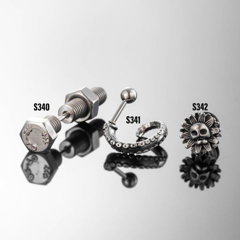 1 Piece Cool Style Flower Skull 316 Stainless Steel  Ear Studs