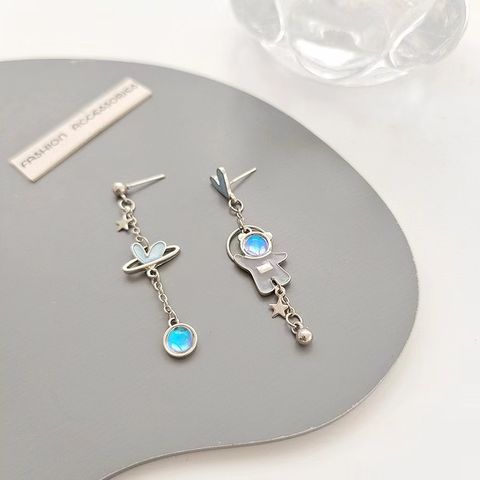 1 Pair Fashion Astronaut Star Plating Alloy Drop Earrings