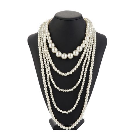 Exaggerated Lady Round ABS Imitation Pearl Wholesale Layered Necklaces