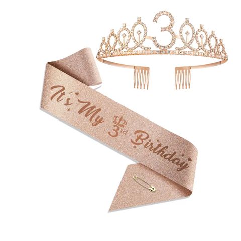 Girl'S Cartoon Style Letter Crown Metal Stoving Varnish Crystal Crown