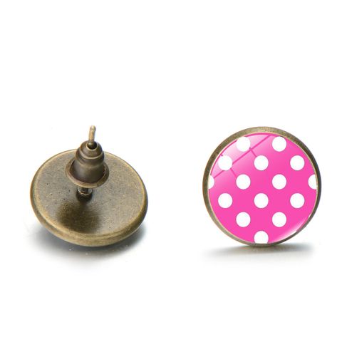 1 Pair Simple Style Polka Dots Alloy Glass Ear Studs