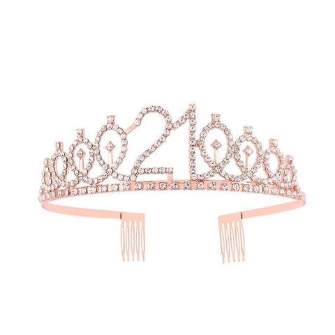 Women's IG Style Shiny Number Alloy Plating Inlay Rhinestones Crown