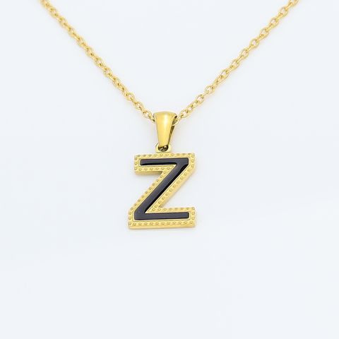 Wholesale Jewelry Basic Modern Style Classic Style Letter Titanium Steel 18K Gold Plated Enamel Plating Pendant Necklace