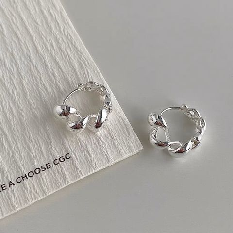 1 Pair Simple Style Solid Color Plating Sterling Silver Earrings