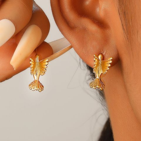 1 Pair Nordic Style Bird Copper Ear Studs