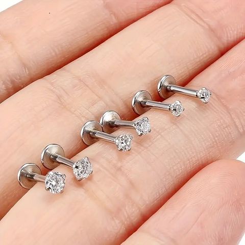 1 Pair Ear Cartilage Rings & Studs Nordic Style Simple Style Classic Style Geometric 316L Stainless Steel  Irregular Inlay Zircon Lip Rings Ear Cartilage Rings & Studs Nose Rings & Studs