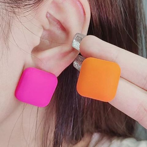 1 Pair Basic Modern Style Classic Style Square Solid Color Arylic Ear Studs
