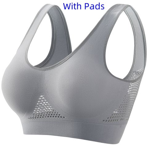 Solid Color Sports Bras Push Up Gather Breathable Bralette