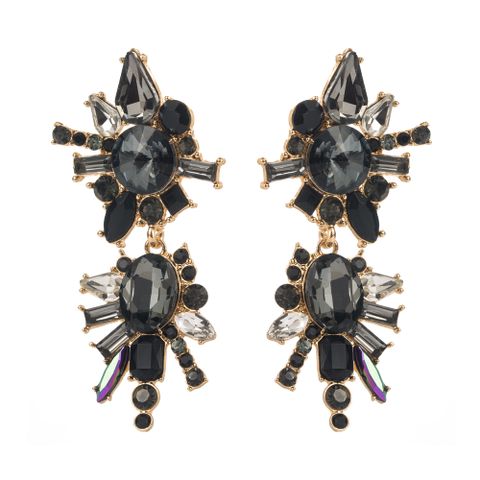 1 Pair Casual Vacation Classic Style Floral Plating Alloy Glass Glass Silver Plated Drop Earrings