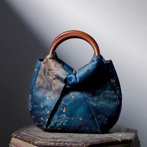Women's Small Canvas Color Block Elegant Open Handbag