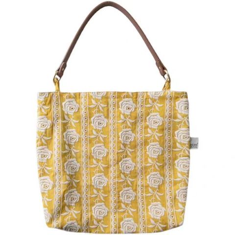 Women's Small Canvas Floral Basic Open Tote Bag