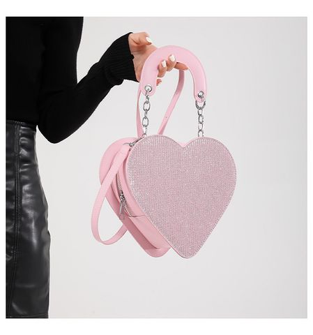 Women's Medium Pu Leather Solid Color Streetwear Heart-shaped Flip Cover Underarm Bag