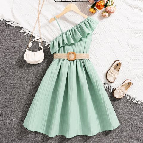 Lässig Elegant Einfarbig Polyester Mädchen Kleider