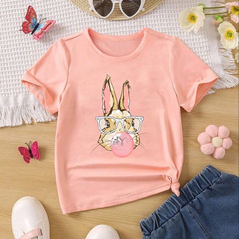 Simple Style Cartoon Polyester T-shirts & Blouses