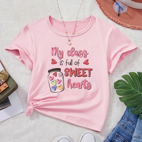 Casual Cartoon Letter Polyester T-shirts & Blouses