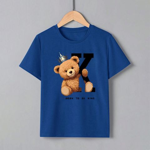 Casual Cute Cartoon Bear Polyester T-shirts & Shirts