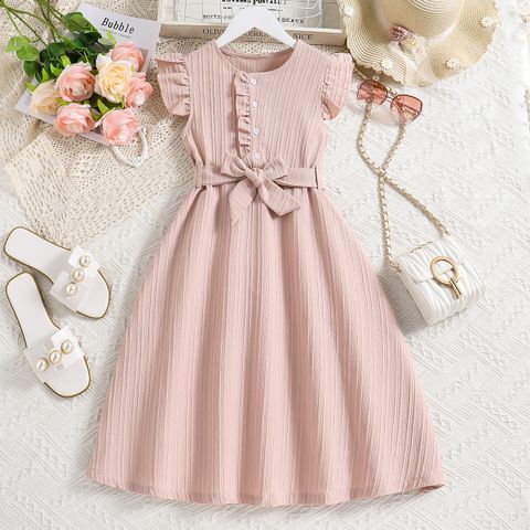 Casual Elegante Color Sólido Poliéster Vestidos Para Niñas