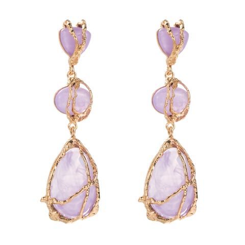 1 Pair Vacation Modern Style Classic Style Water Droplets Plating Inlay Alloy Resin Resin Gold Plated Drop Earrings