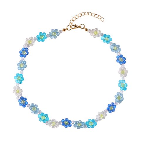 Lady Pastoral Flower Artificial Crystal Seed Bead Wholesale Bracelets Necklace Jewelry Set