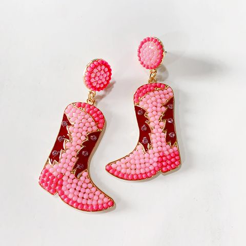 1 Paar Neuheit Moderner Stil Stiefel Schuh Perlen Überzug Saatperle Metall Tropfenohrringe