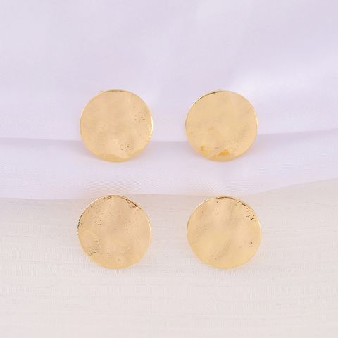 1 Pair 15 * 15mm Copper 18K Gold Plated Round Polished Earring Findings