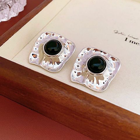 1 Pair Exaggerated Simple Style Square Inlay Alloy Copper Rhinestones Ear Studs