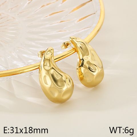 1 Pair Modern Style Simple Style Solid Color Plating Stainless Steel 18K Gold Plated Earrings