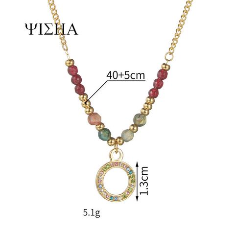 304 Stainless Steel 18K Gold Plated Casual Simple Style Cross Star Zircon Pendant Necklace