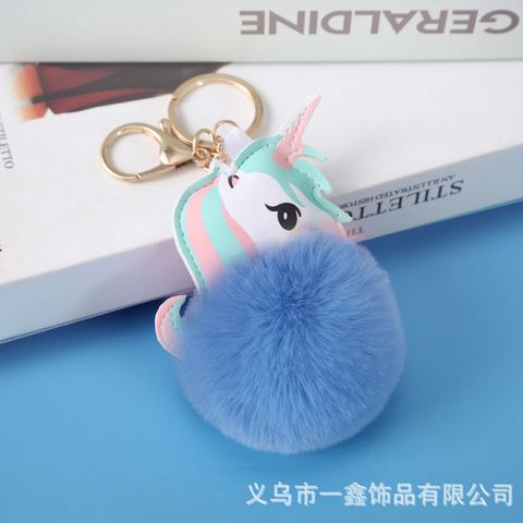 Cute Unicorn Alloy Plush Printing Bag Pendant Keychain