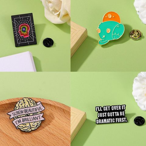 Cartoon Style Novelty Modern Style Letter Alloy Stamping Stoving Varnish Plating Unisex Corsage Brooches Collar Pin
