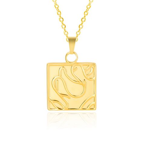 Wholesale Jewelry Casual Simple Style Square 304 Stainless Steel 18K Gold Plated Plating Pendant Necklace Necklace Pendant