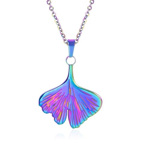 Wholesale Jewelry Casual Simple Style Ginkgo Leaf 304 Stainless Steel 18K Gold Plated Pendant Necklace Necklace Pendant