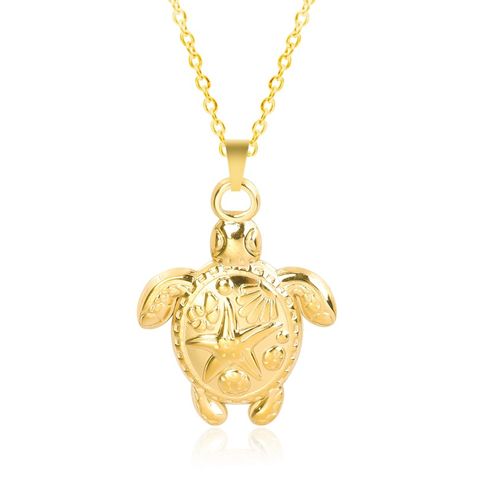 Wholesale Jewelry Cute Simple Style Tortoise 304 Stainless Steel 18K Gold Plated Pendant Necklace Necklace Pendant