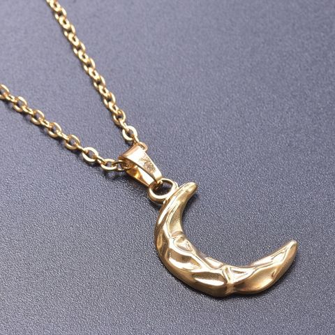 Wholesale Jewelry Simple Style Classic Style Moon 304 Stainless Steel Plating Pendant Necklace