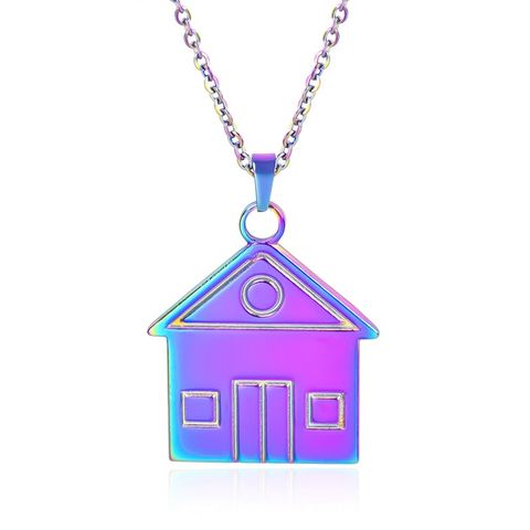 Wholesale Jewelry IG Style Simple Style House 304 Stainless Steel 18K Gold Plated Pendant Necklace Necklace Pendant