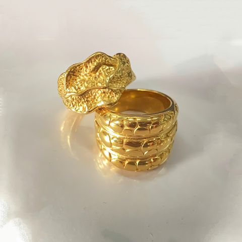 Wholesale Jewelry Business Luxurious Simple Style Solid Color 304 Stainless Steel 18K Gold Plated Plating Rings